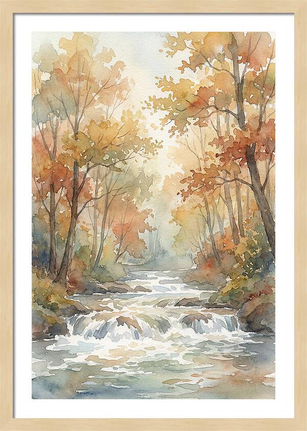 River Rapids Through Autumn Forest