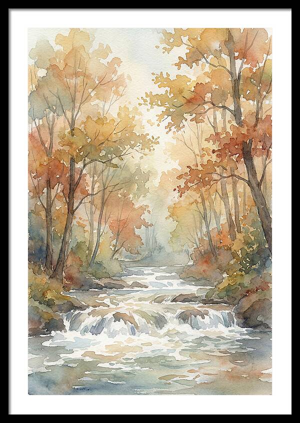 River Rapids Through Autumn Forest