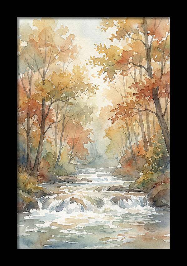 River Rapids Through Autumn Forest