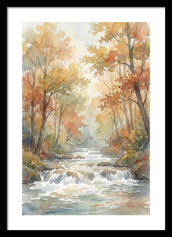 River Rapids Through Autumn Forest