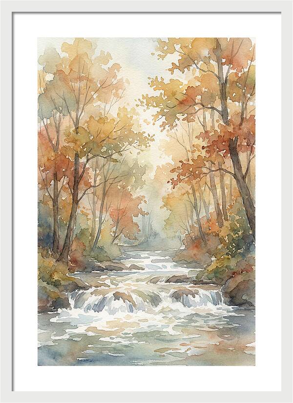 River Rapids Through Autumn Forest
