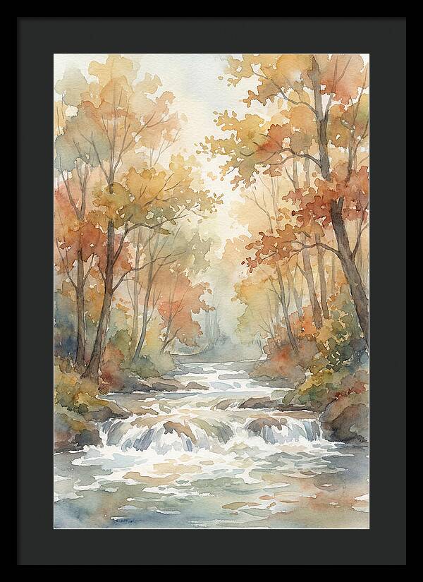 River Rapids Through Autumn Forest