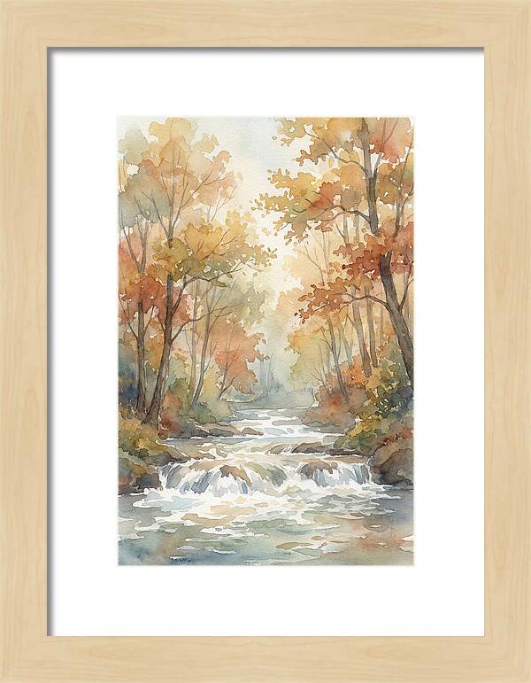 River Rapids Through Autumn Forest