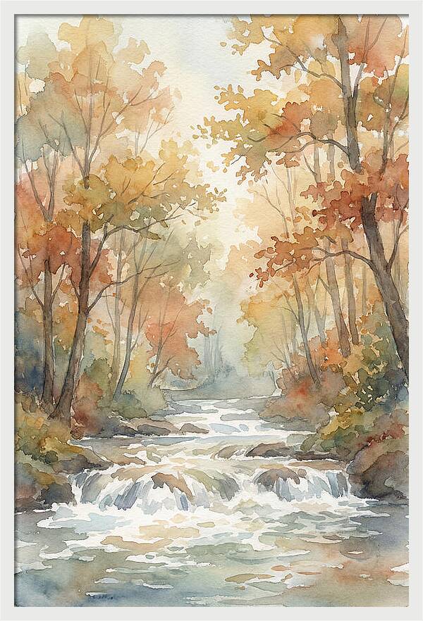River Rapids Through Autumn Forest
