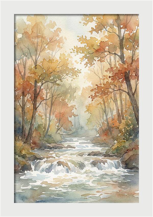 River Rapids Through Autumn Forest