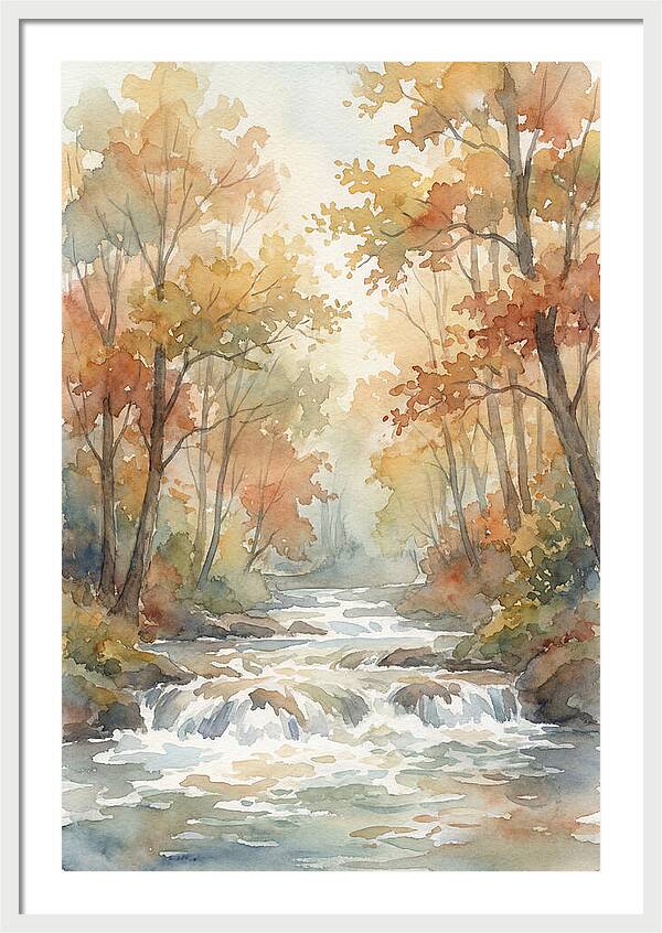 River Rapids Through Autumn Forest