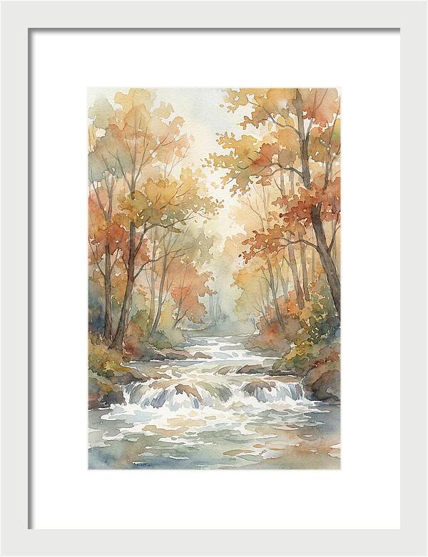 River Rapids Through Autumn Forest