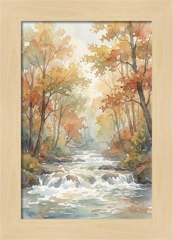 River Rapids Through Autumn Forest