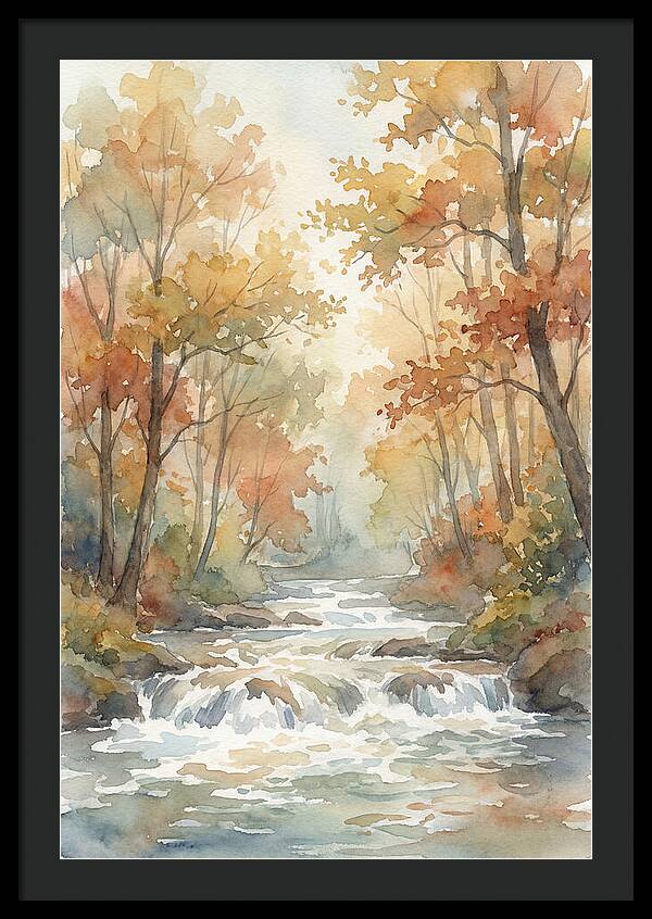 River Rapids Through Autumn Forest