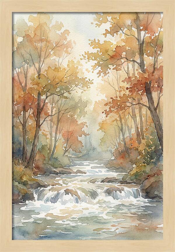 River Rapids Through Autumn Forest