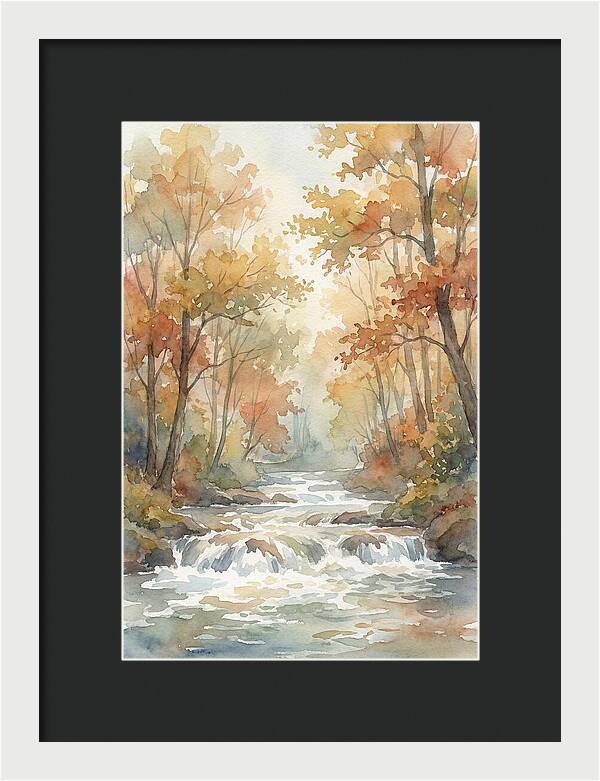 River Rapids Through Autumn Forest