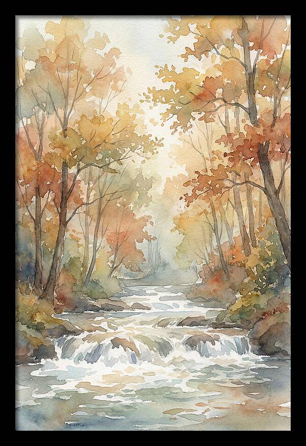 River Rapids Through Autumn Forest