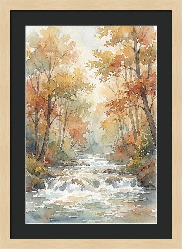 River Rapids Through Autumn Forest
