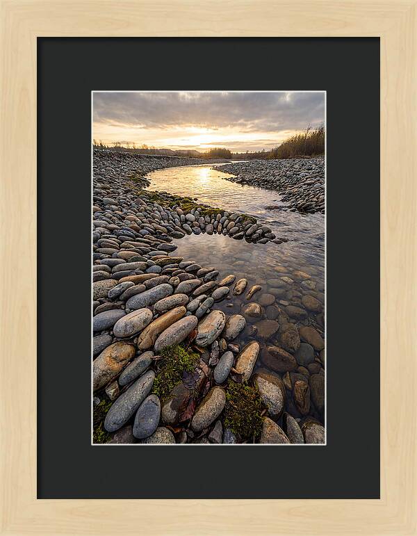 River Stone Patterns At Sunset