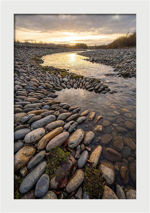 River Stone Patterns At Sunset