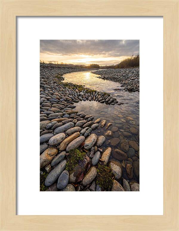 River Stone Patterns At Sunset