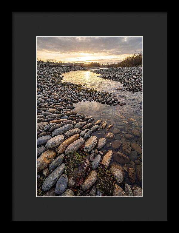 River Stone Patterns At Sunset