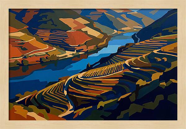 River Valley With Vineyards
