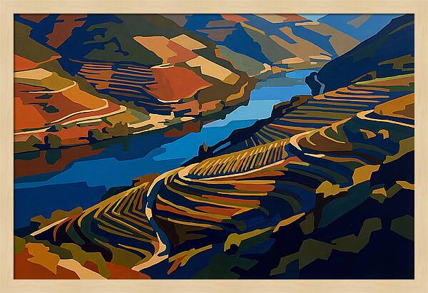 River Valley With Vineyards