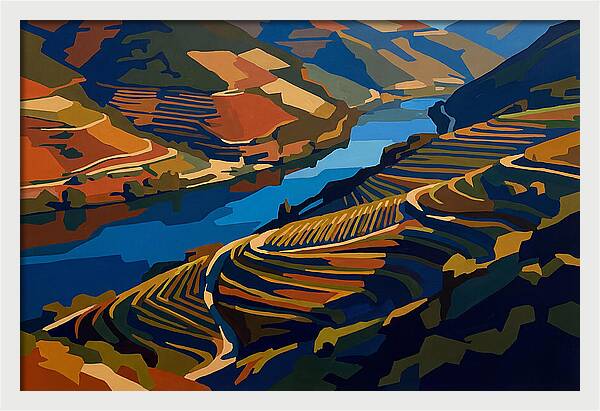River Valley With Vineyards