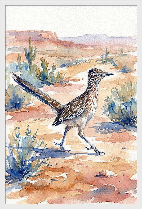 Roadrunner In Desert Landscape
