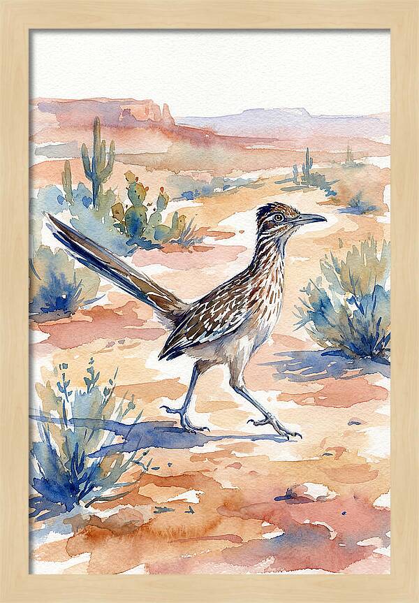 Roadrunner In Desert Landscape