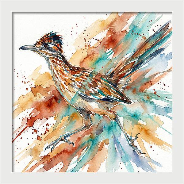 Roadrunner In Watercolor Splendor