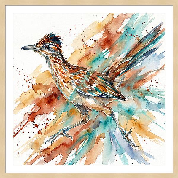 Roadrunner In Watercolor Splendor