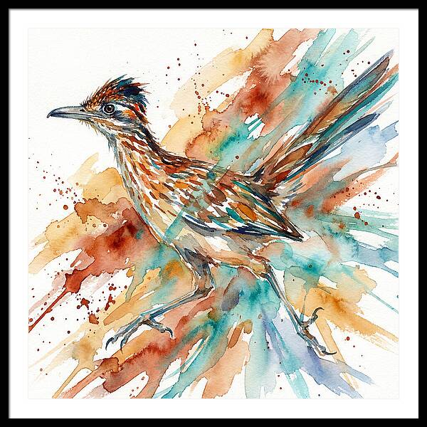 Roadrunner In Watercolor Splendor