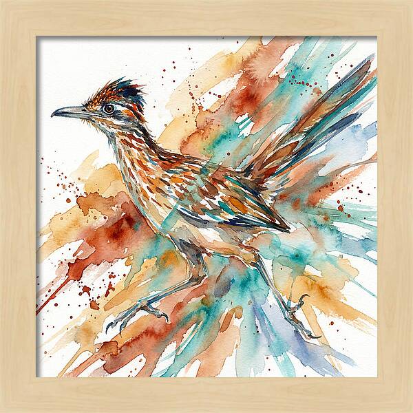 Roadrunner In Watercolor Splendor
