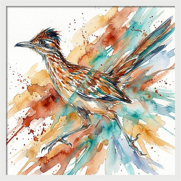 Roadrunner In Watercolor Splendor