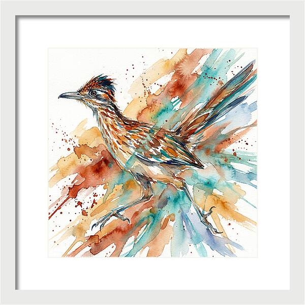 Roadrunner In Watercolor Splendor