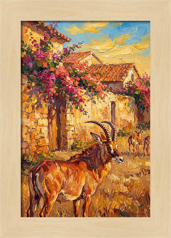 Roan Antelope In Mediterranean Landscape