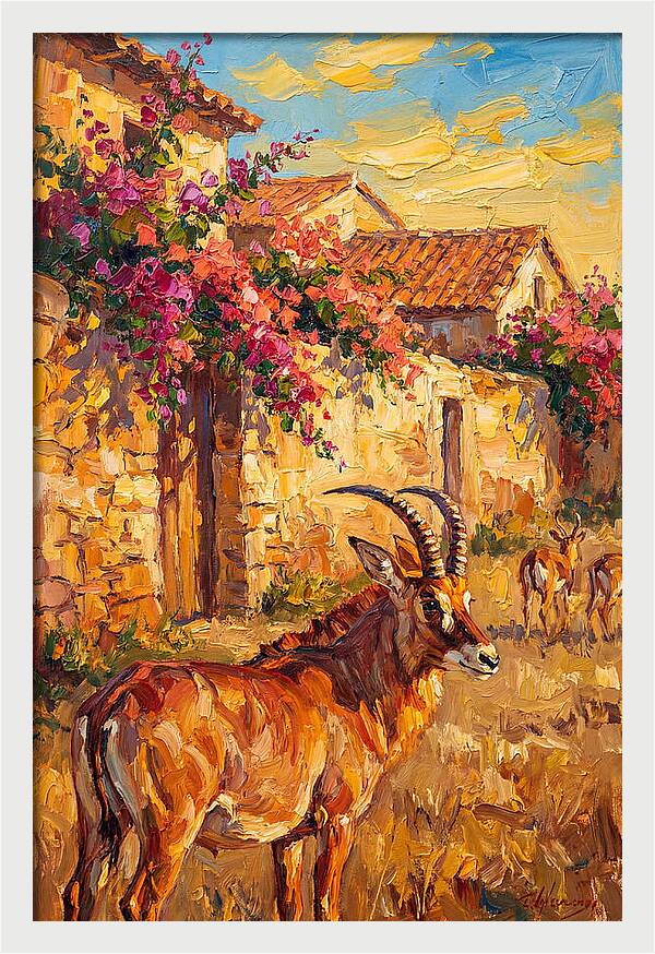 Roan Antelope In Mediterranean Landscape