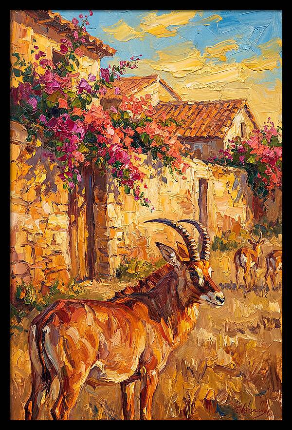 Roan Antelope In Mediterranean Landscape