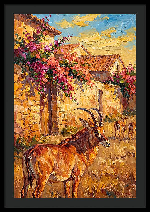 Roan Antelope In Mediterranean Landscape