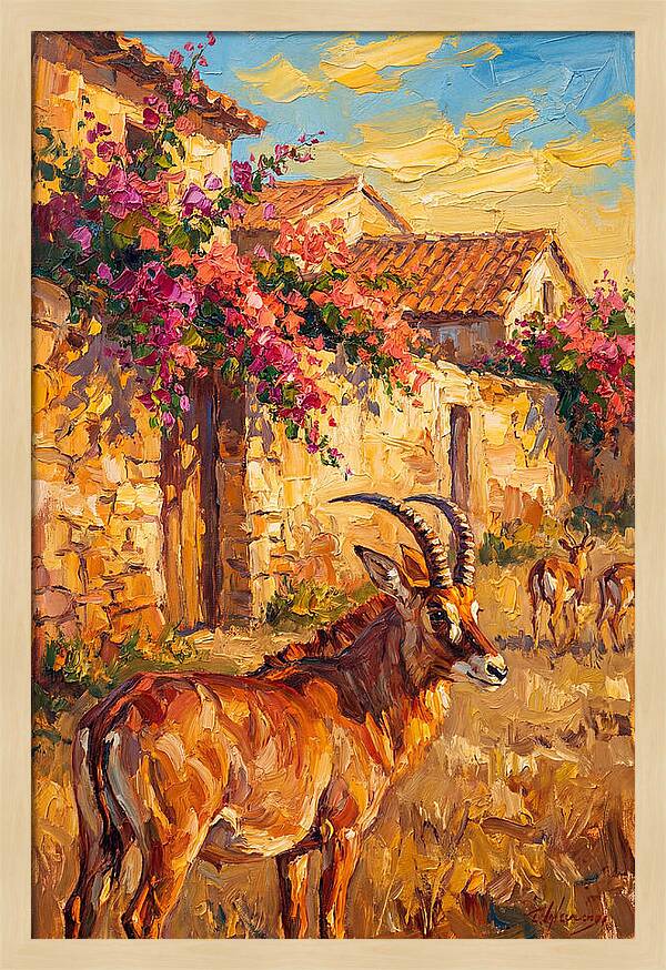 Roan Antelope In Mediterranean Landscape
