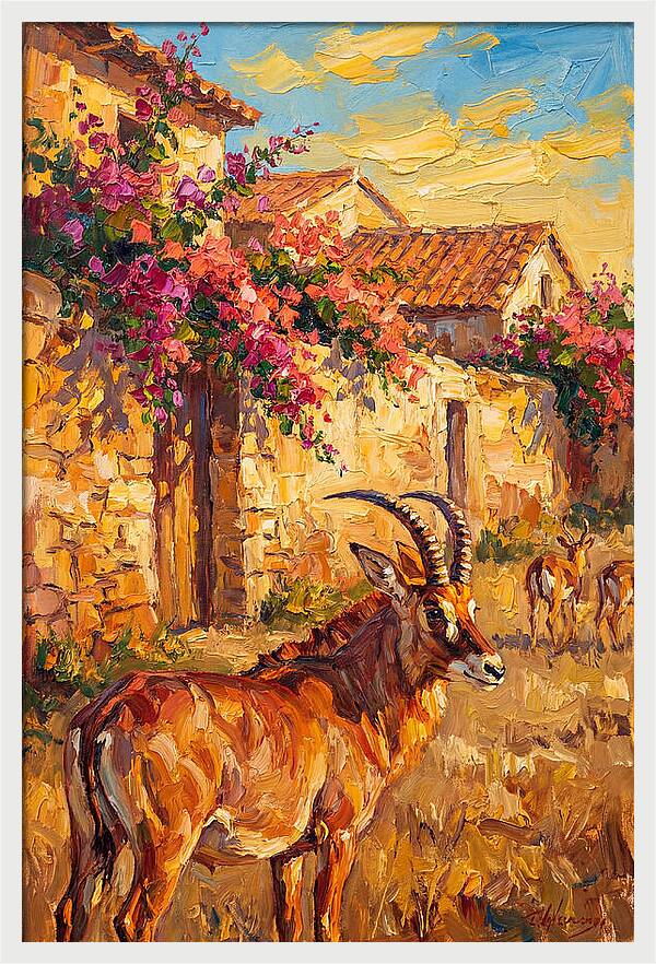 Roan Antelope In Mediterranean Landscape