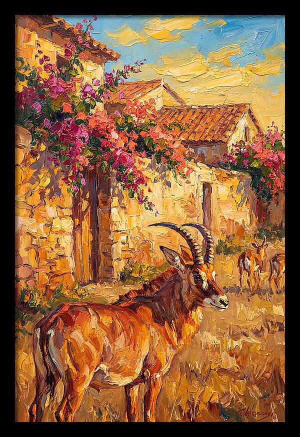 Roan Antelope In Mediterranean Landscape