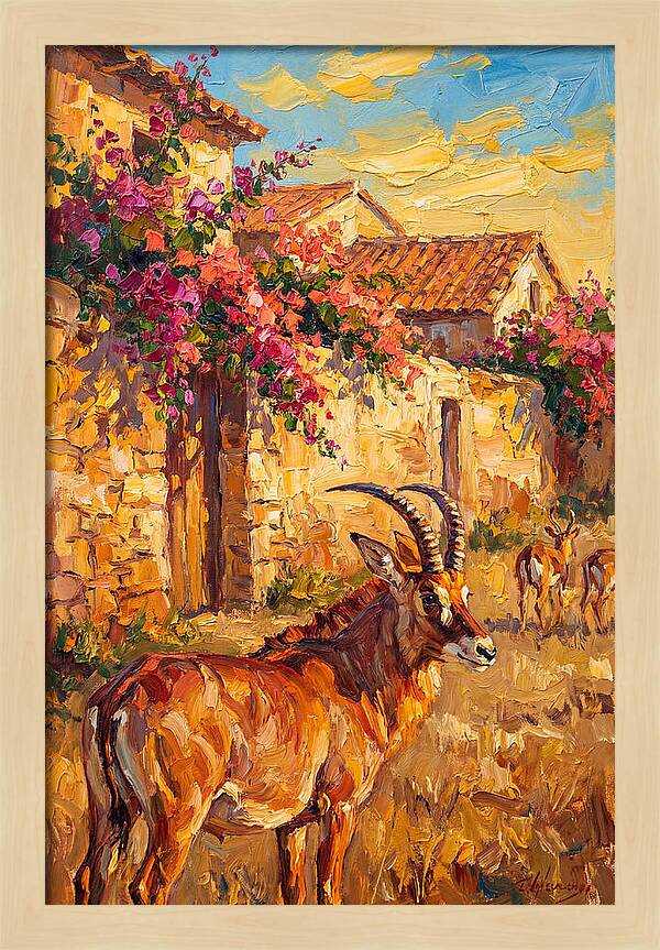 Roan Antelope In Mediterranean Landscape