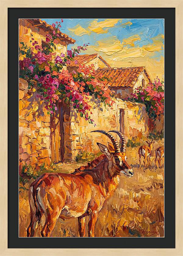 Roan Antelope In Mediterranean Landscape