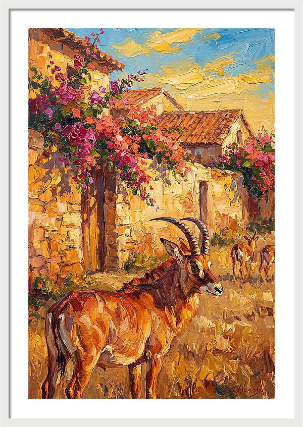 Roan Antelope In Mediterranean Landscape
