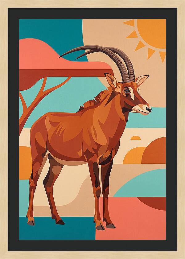 Roan Antelope In Vibrant Landscape