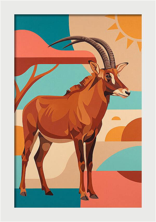Roan Antelope In Vibrant Landscape