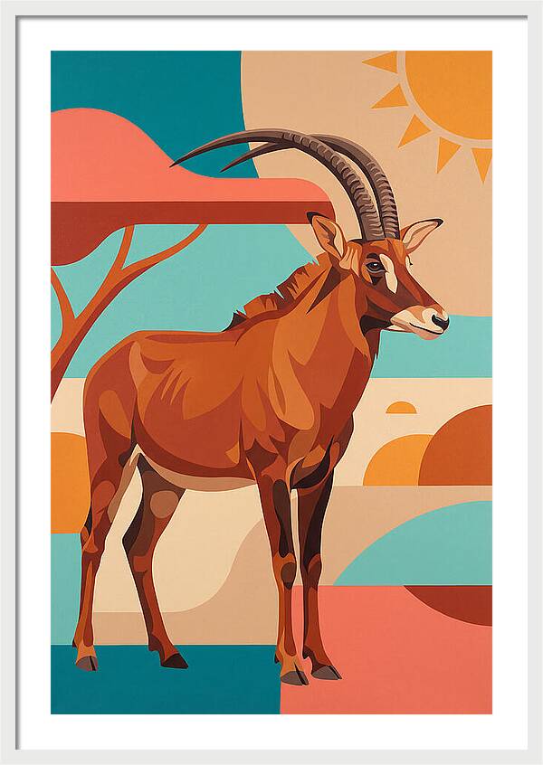 Roan Antelope In Vibrant Landscape
