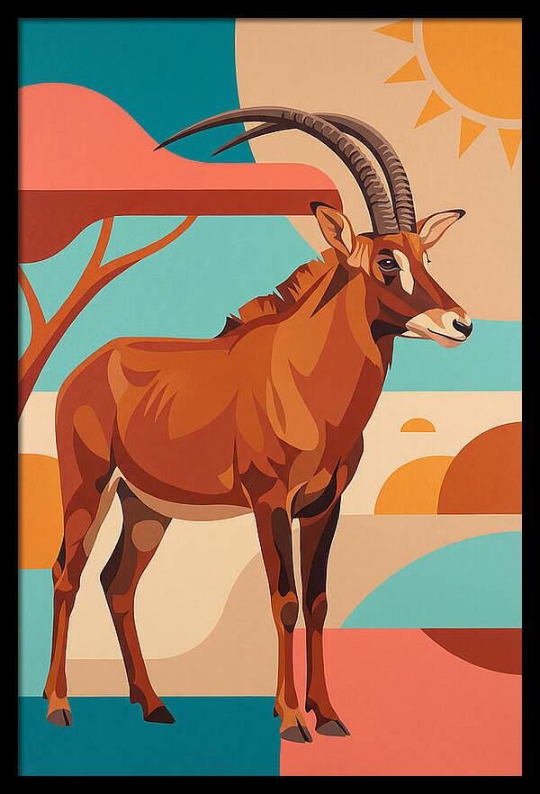 Roan Antelope In Vibrant Landscape