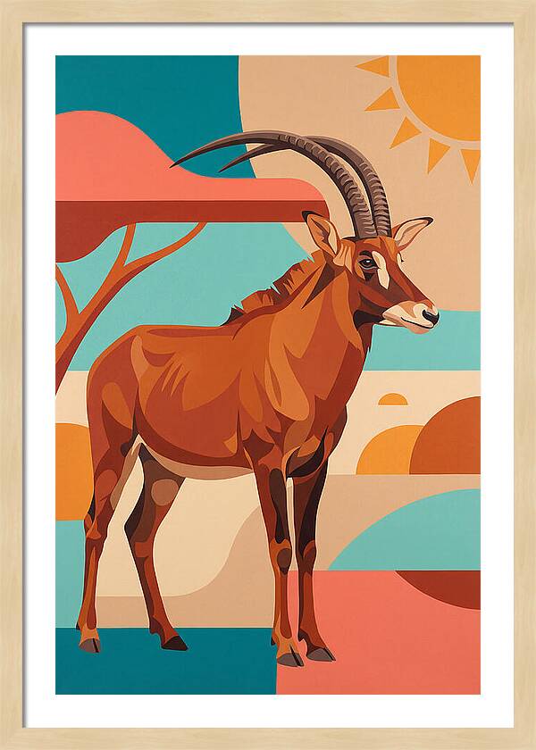 Roan Antelope In Vibrant Landscape