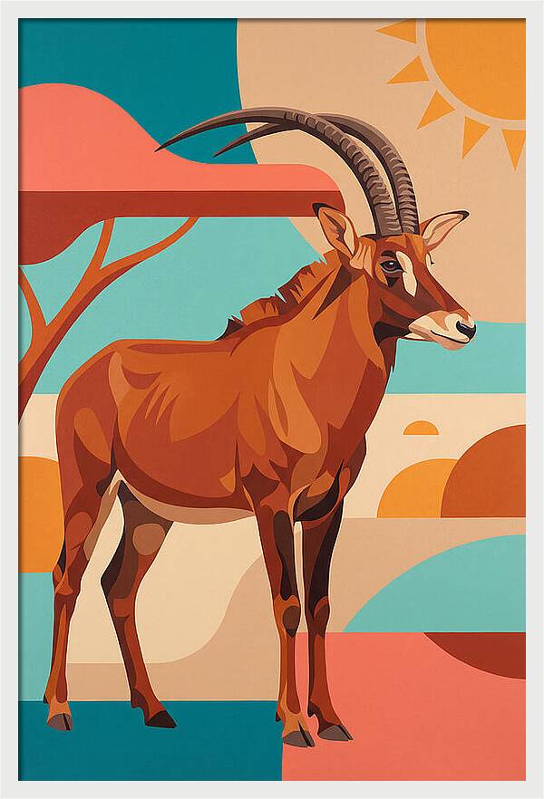 Roan Antelope In Vibrant Landscape