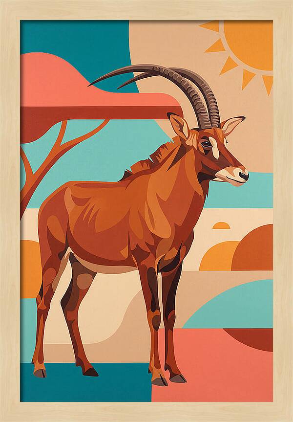 Roan Antelope In Vibrant Landscape