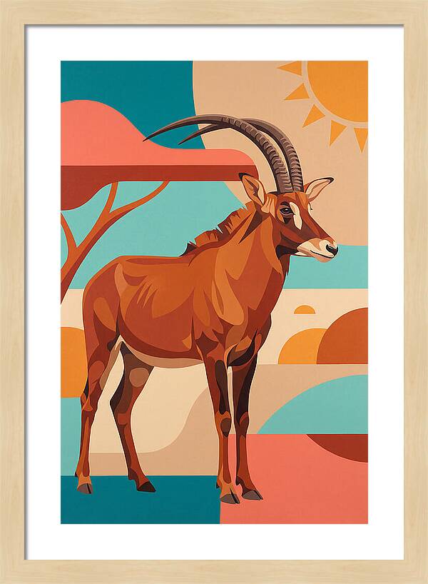 Roan Antelope In Vibrant Landscape